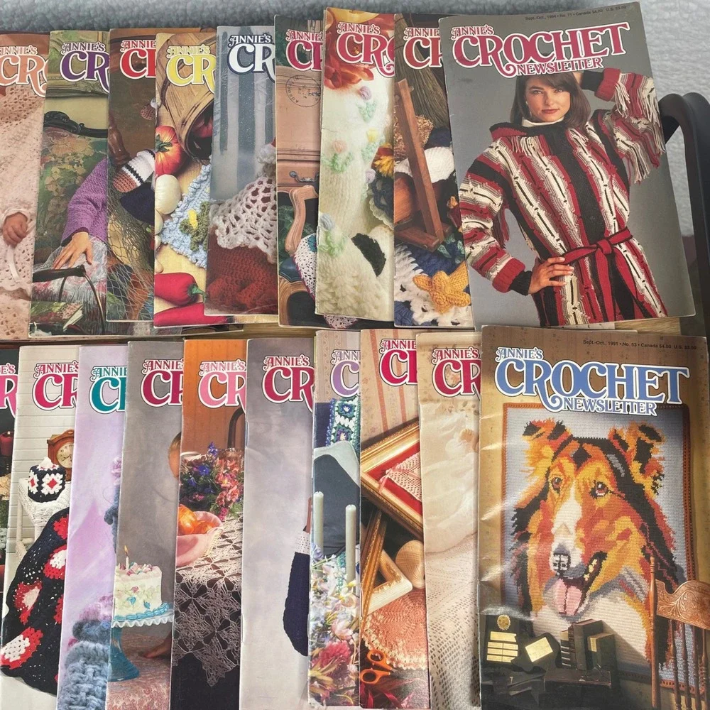Vintage Annies Crochet Newsletter Magazine Qty 24 -  1980s 1990s Patterns